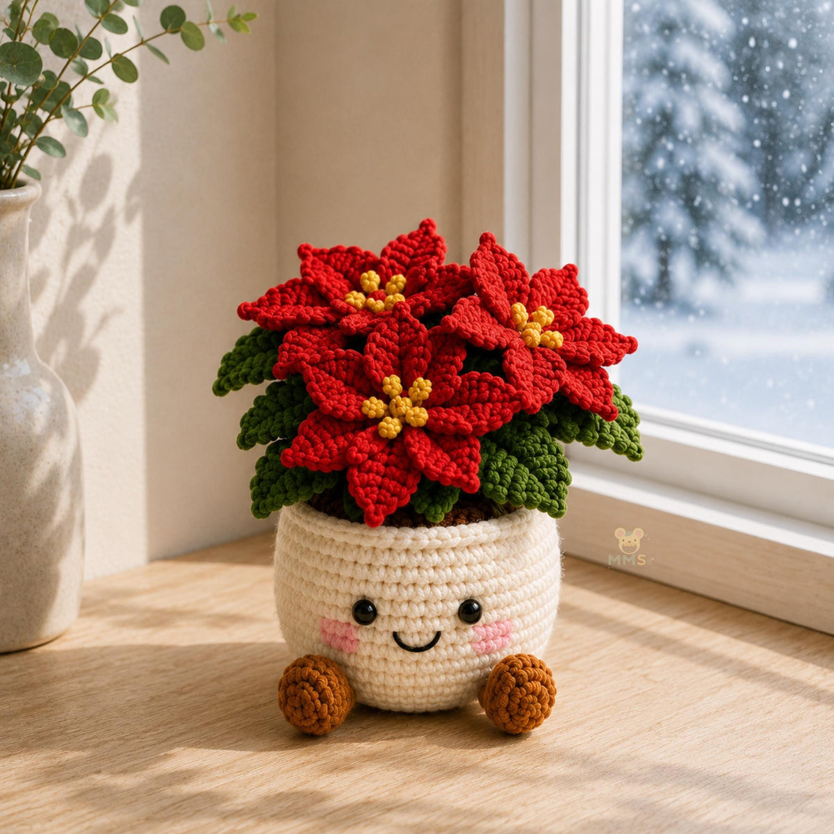 Handmade Crochet Christmas Plant Pot Holiday Keepsake