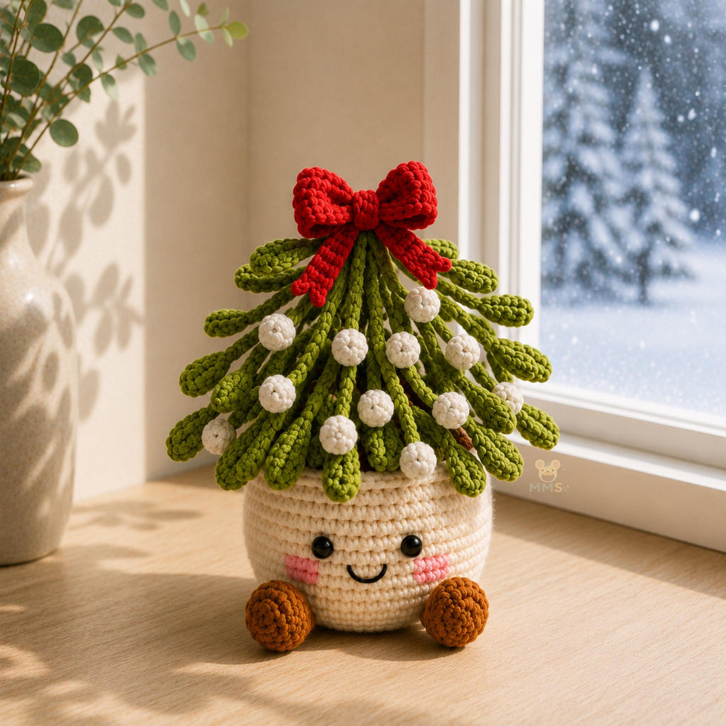 Handmade Crochet Christmas Plant Pot Holiday Keepsake