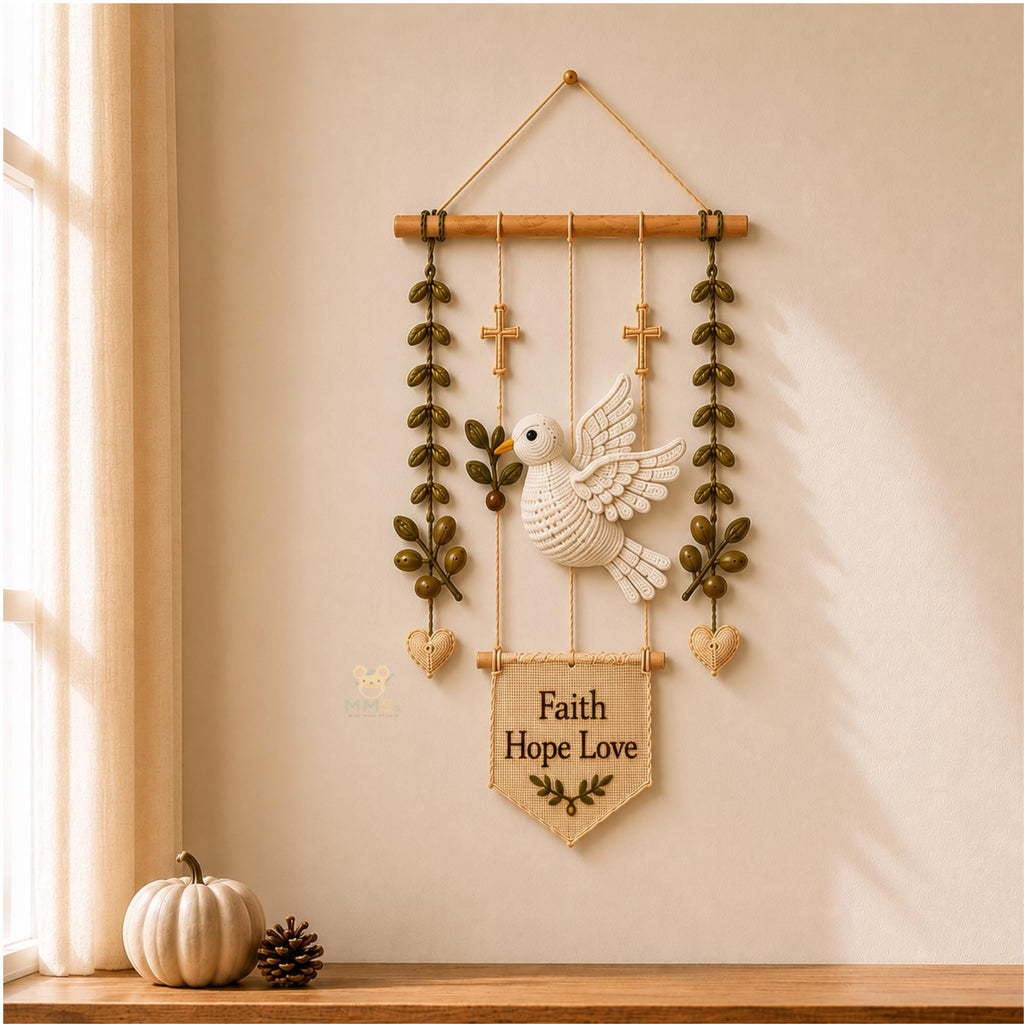 "Faith Hope Love" Christian Crochet Wall Hanging