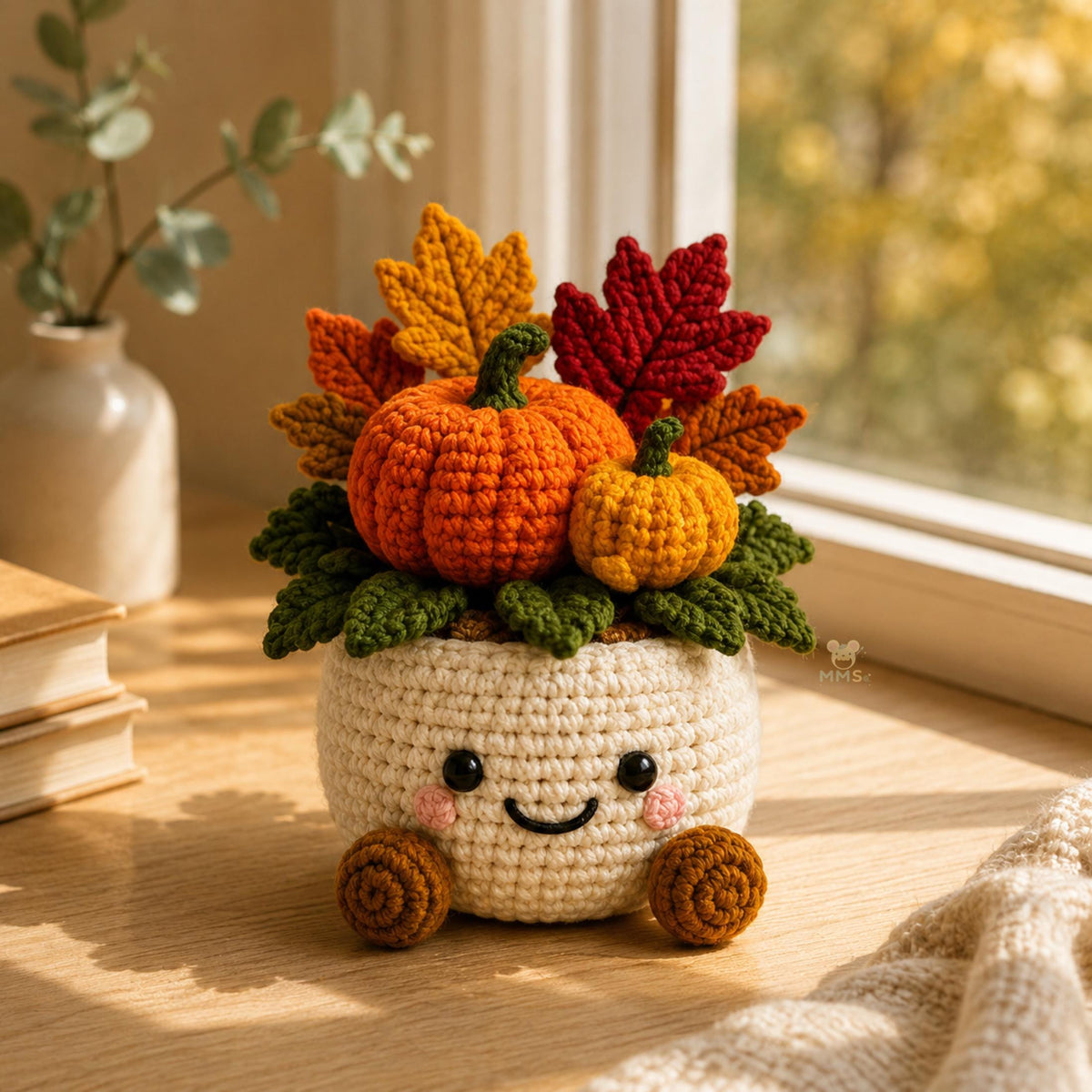 Handmade "Give Thanks & Faith" Crochet Holiday Decor Pot