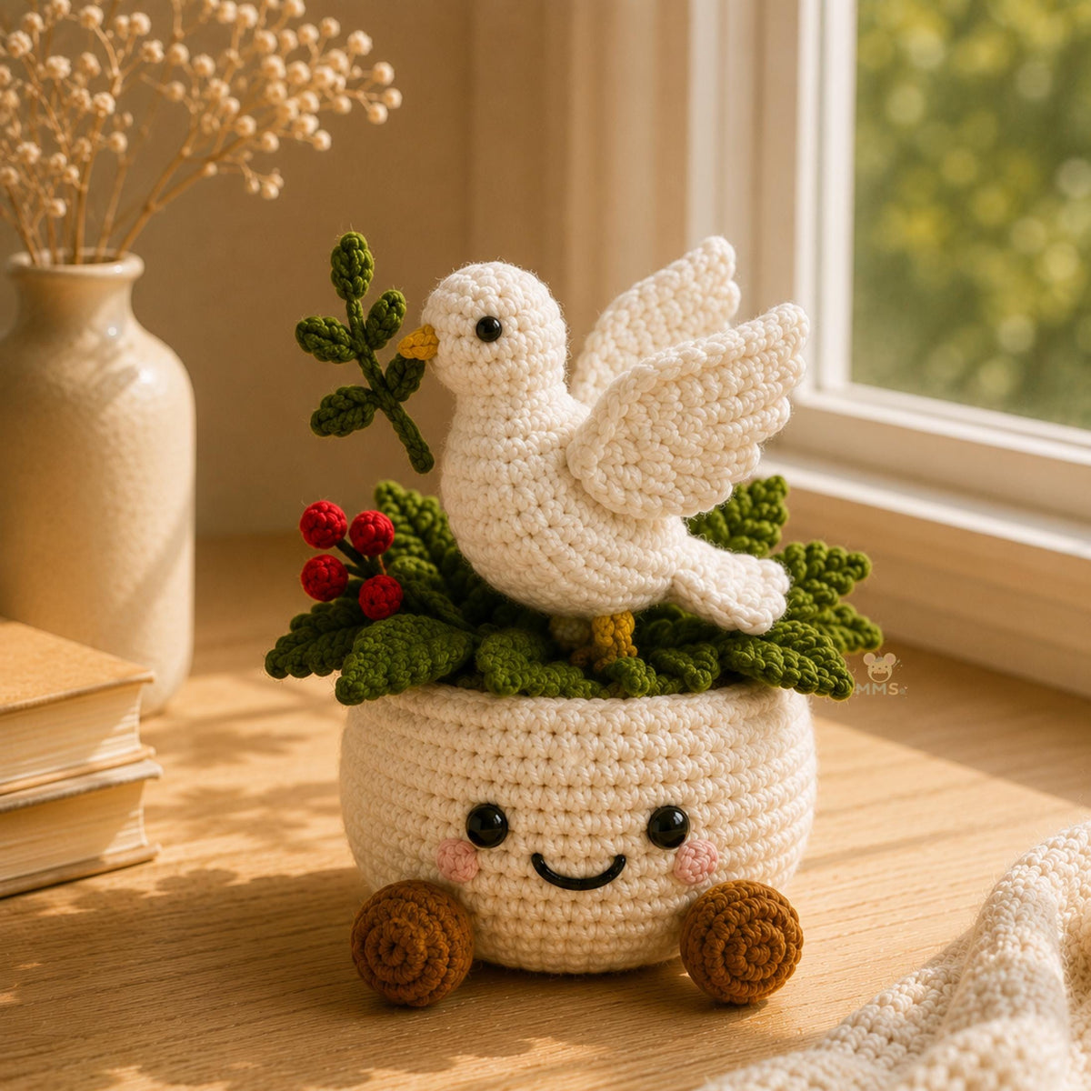 Handmade "Holiday Blessings" Crochet Desk Decor