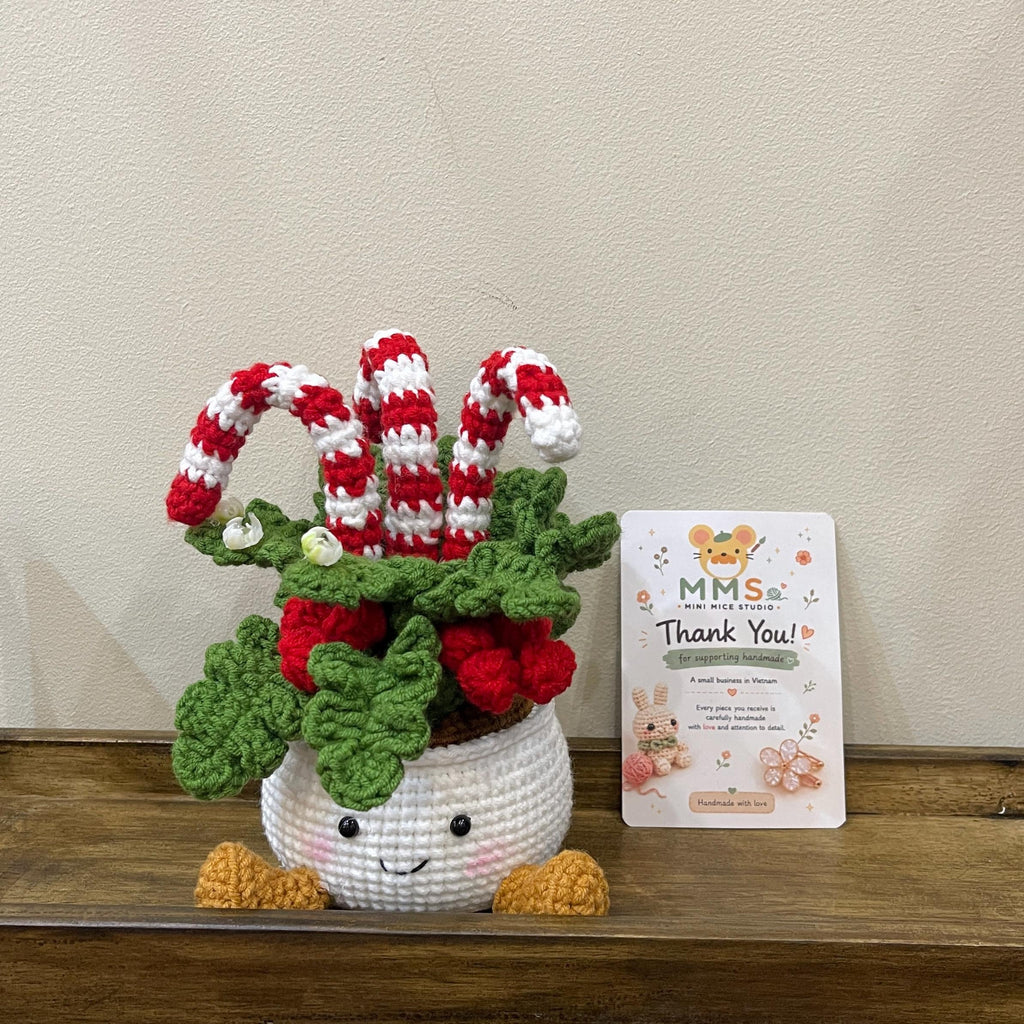 Handmade Crochet Christmas Plant Pot Holiday Keepsake