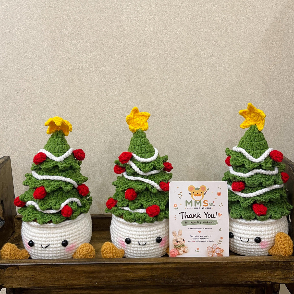Handmade Crochet Christmas Plant Pot Holiday Keepsake