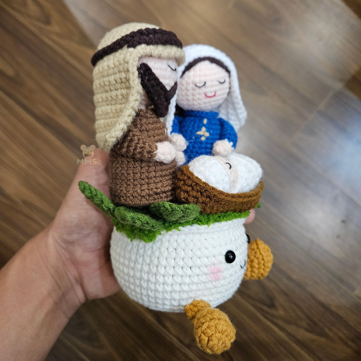 Handmade "Holy Family" Crochet Nativity Scene Decor