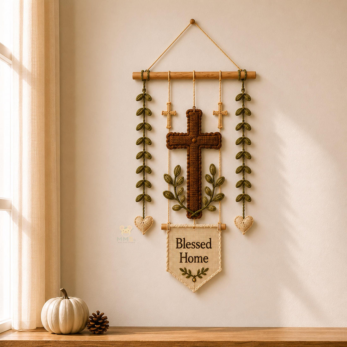 "Blessed Home" Christian Crochet Wall Hanging