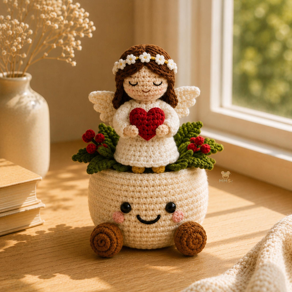 Handmade "Holiday Blessings" Crochet Desk Decor