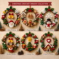 Handmade Crochet Christmas Holiday Door Wreath