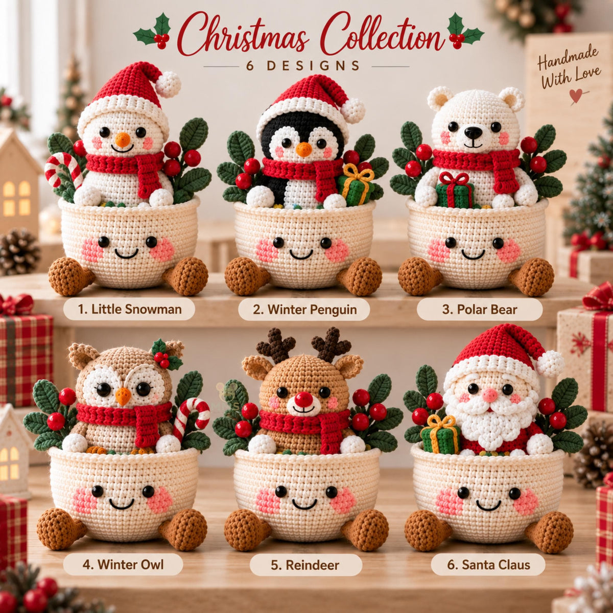 Handmade Christmas Crochet Amigurumi Desk Ornament