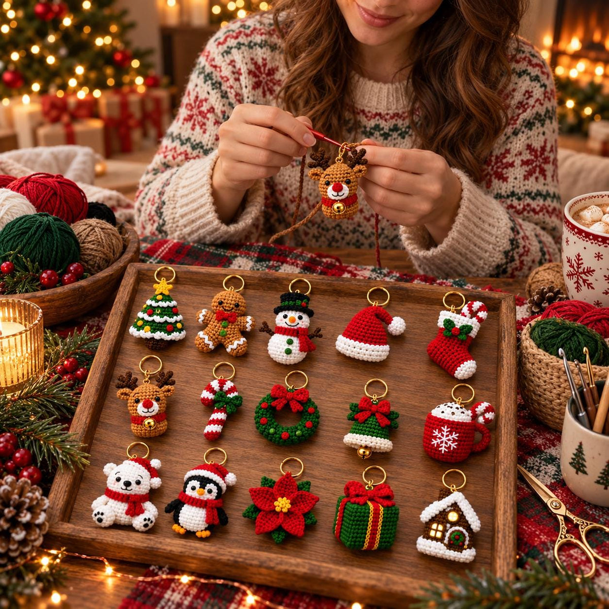Mini Christmas Crochet Keychain Charm