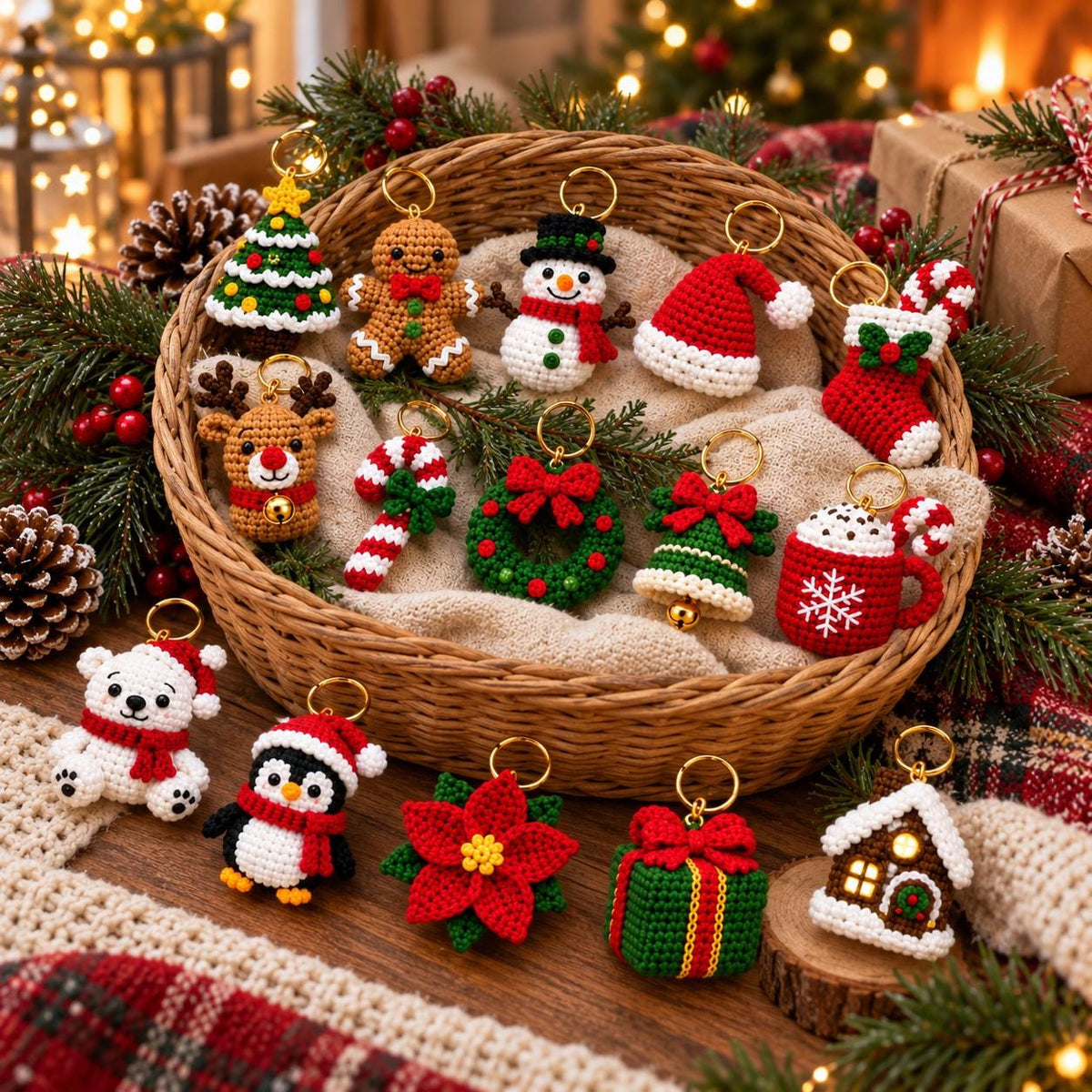 Mini Christmas Crochet Keychain Charm