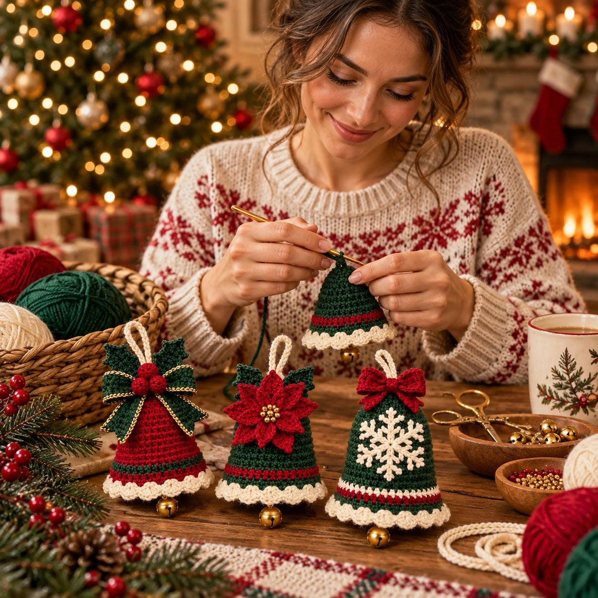 Crochet Christmas Bell Ornament