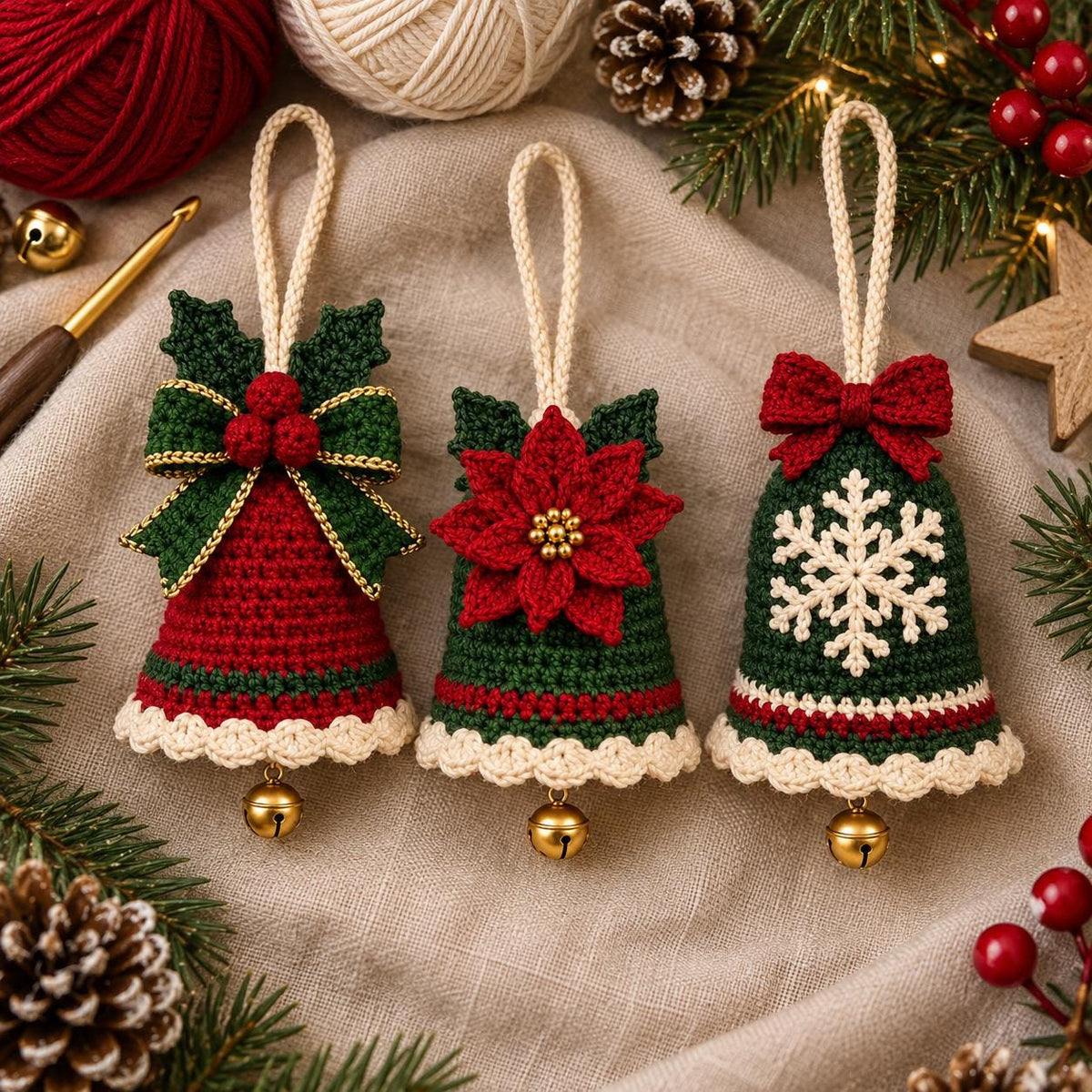 Crochet Christmas Bell Ornament