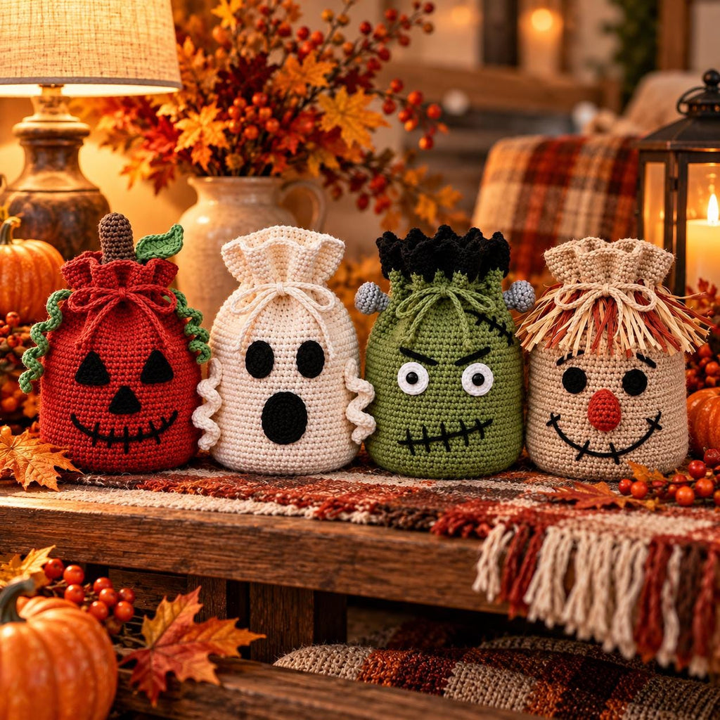 Crochet Halloween Drawstring Treat Bag