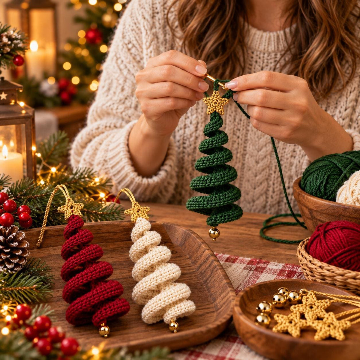 Spiral Crochet Christmas Tree Ornament