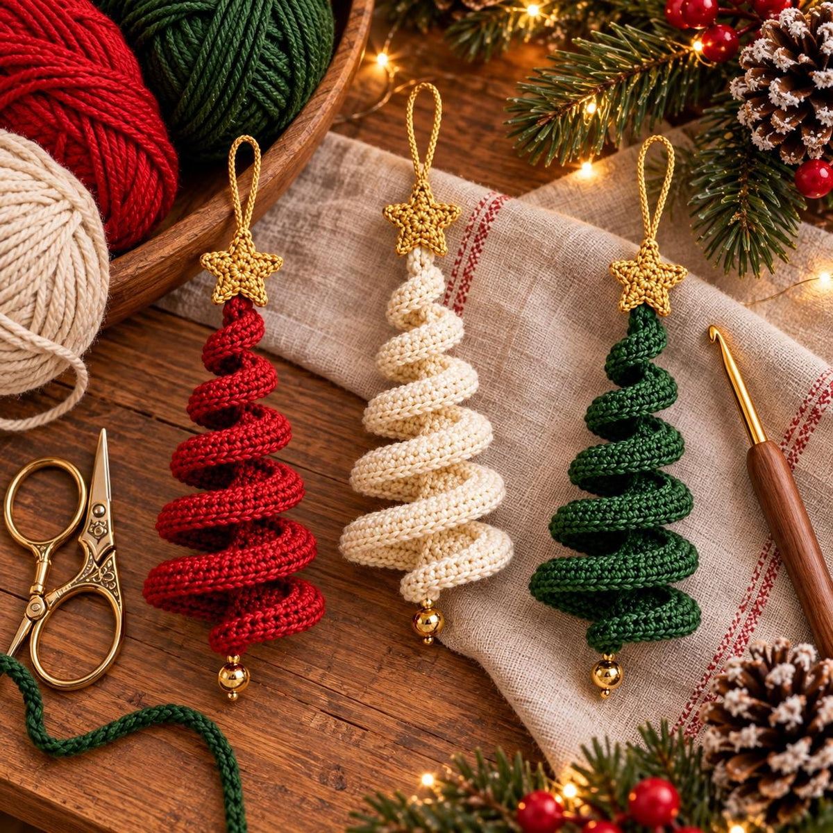 Spiral Crochet Christmas Tree Ornament