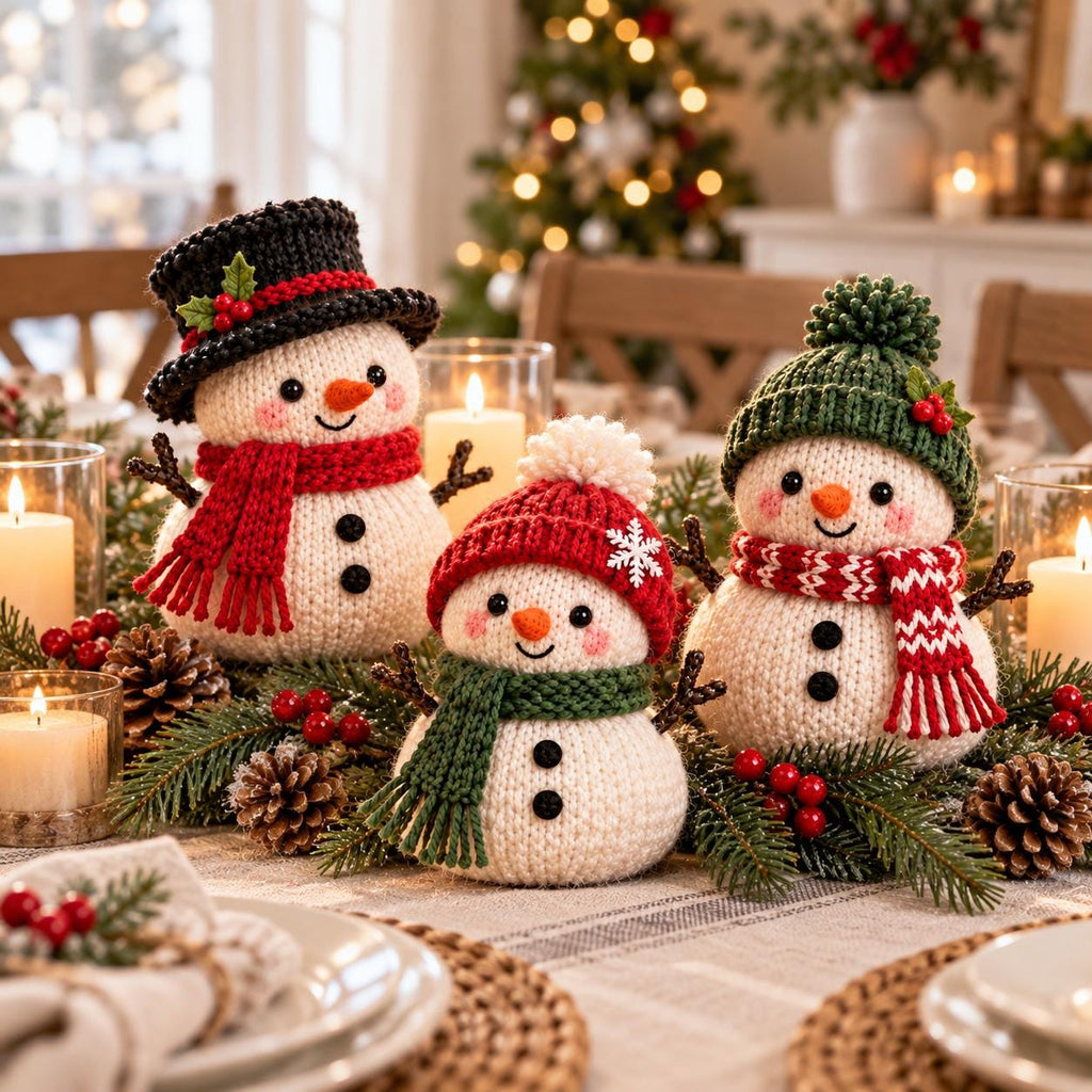 Mini Knitted Snowman Christmas Ornament