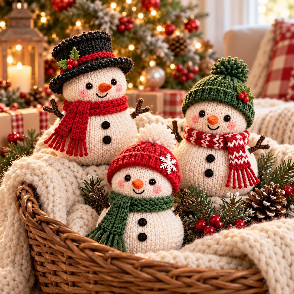 Mini Knitted Snowman Christmas Ornament