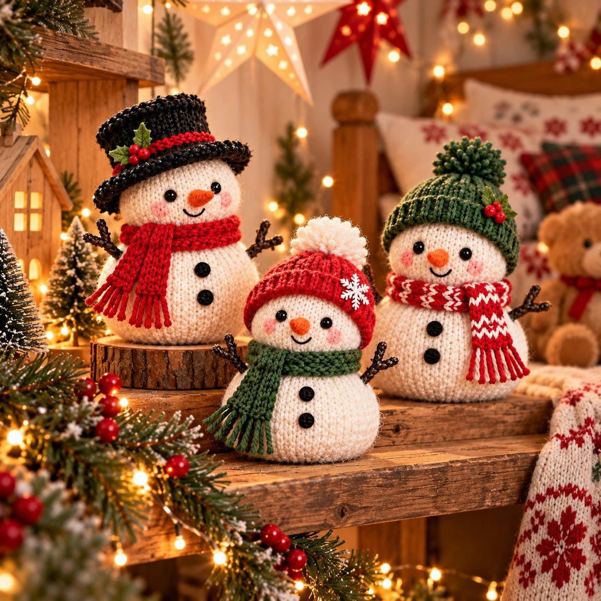 Mini Knitted Snowman Christmas Ornament