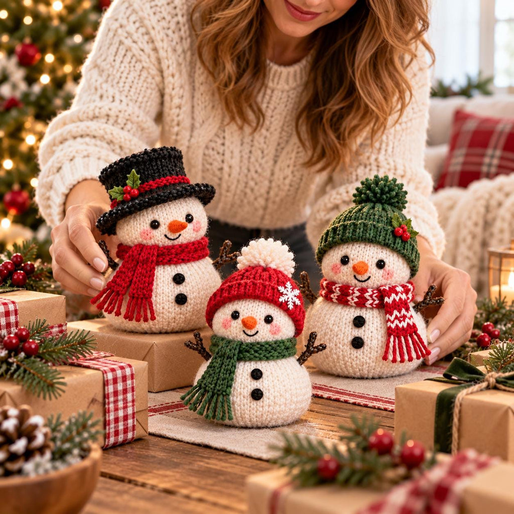 Mini Knitted Snowman Christmas Ornament