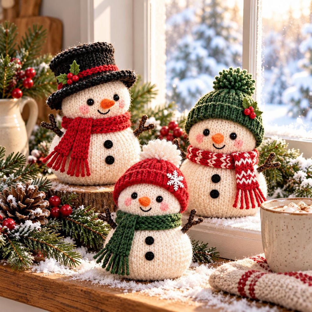 Mini Knitted Snowman Christmas Ornament