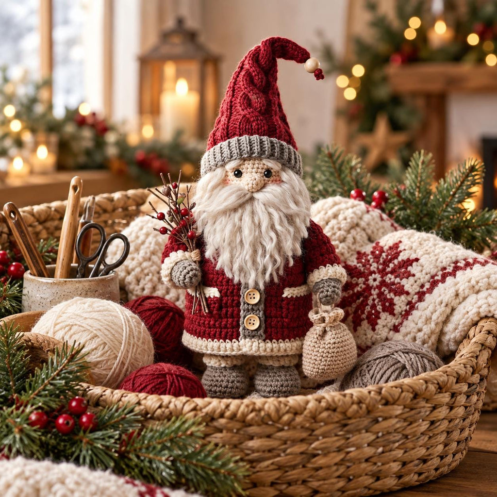 Crochet Santa Christmas Gnome Shelf Decor