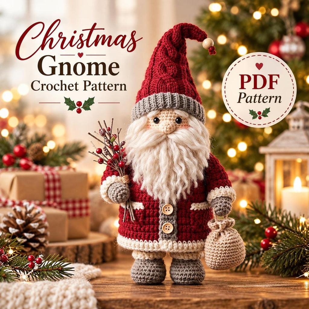 Crochet Santa Christmas Gnome Shelf Decor
