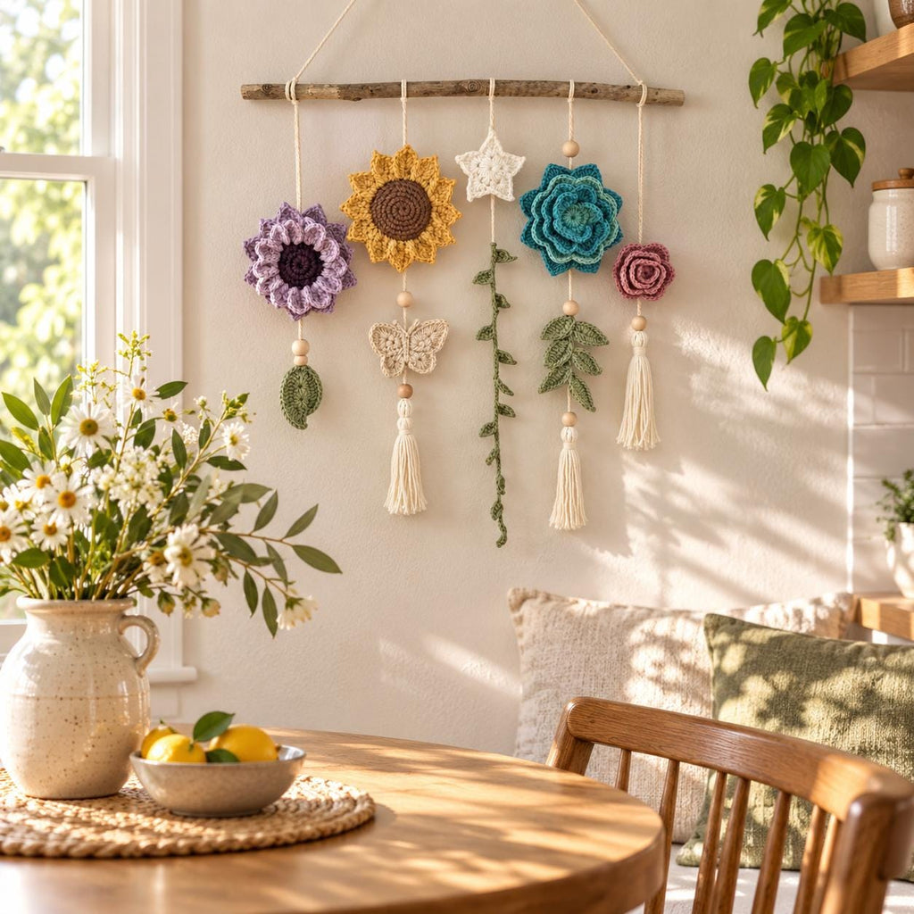 Botanical Crochet Floral Wall Hanging