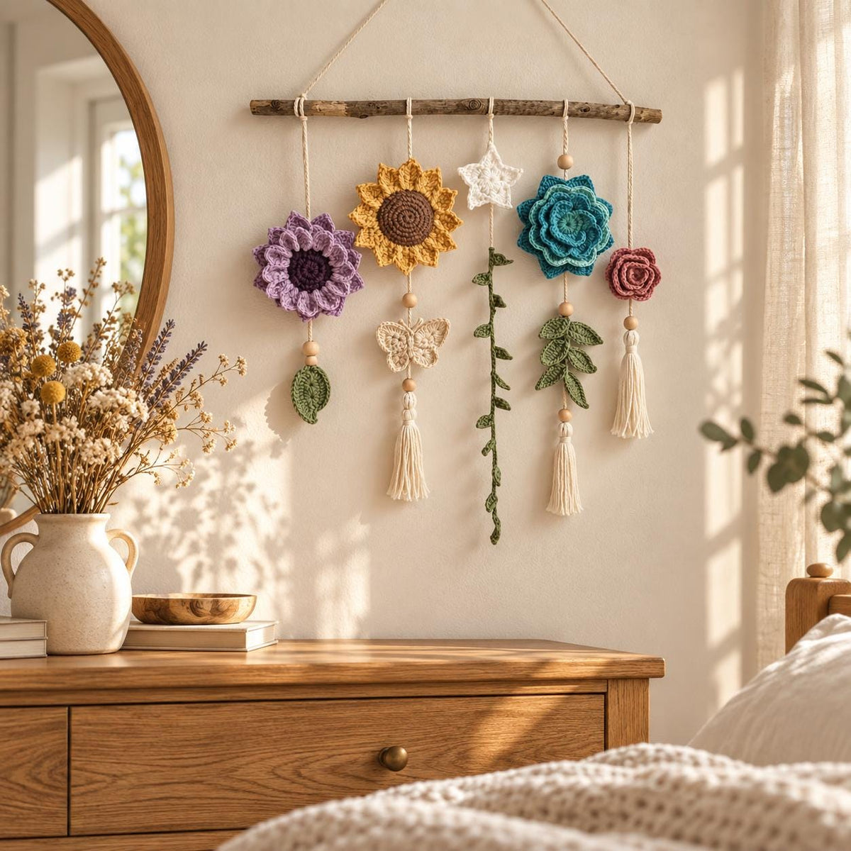 Botanical Crochet Floral Wall Hanging