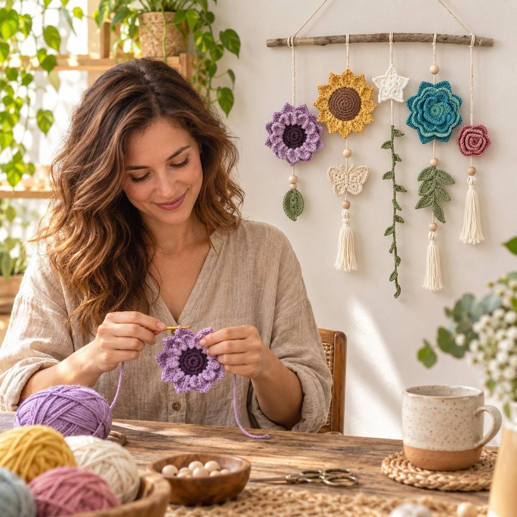 Botanical Crochet Floral Wall Hanging