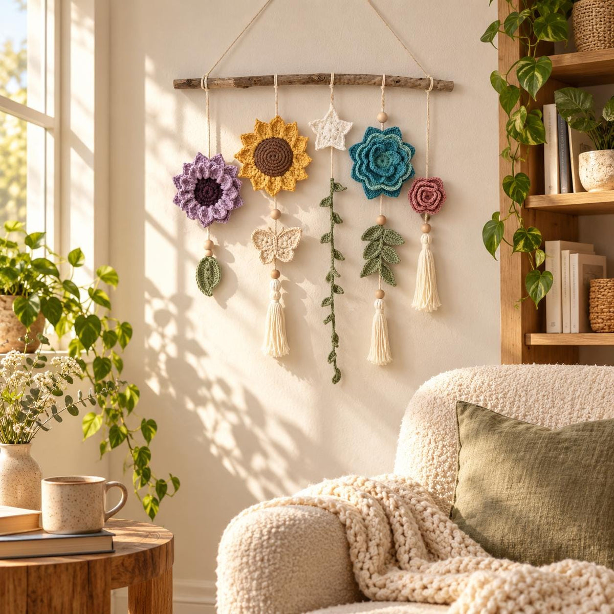 Botanical Crochet Floral Wall Hanging