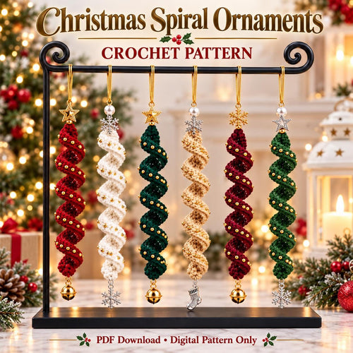 Beaded Spiral Crochet Christmas Ornament