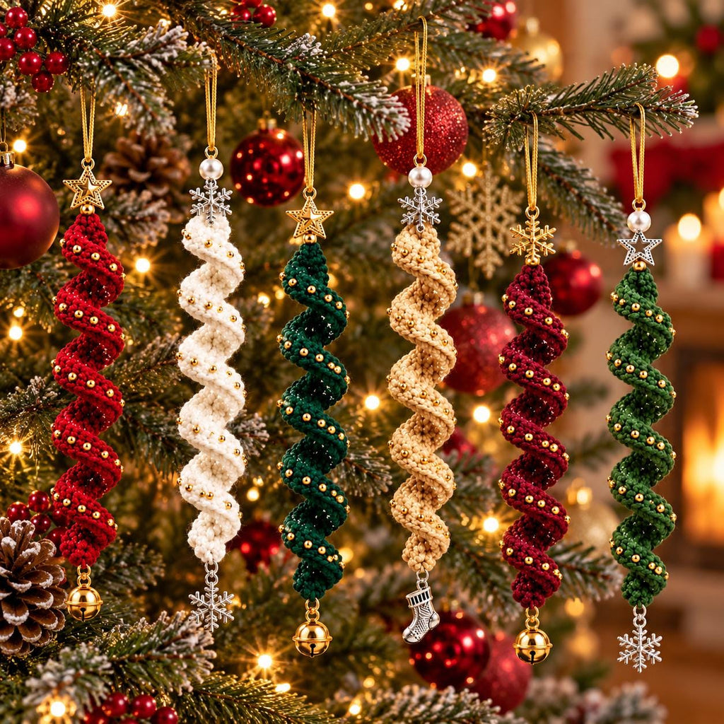 Beaded Spiral Crochet Christmas Ornament