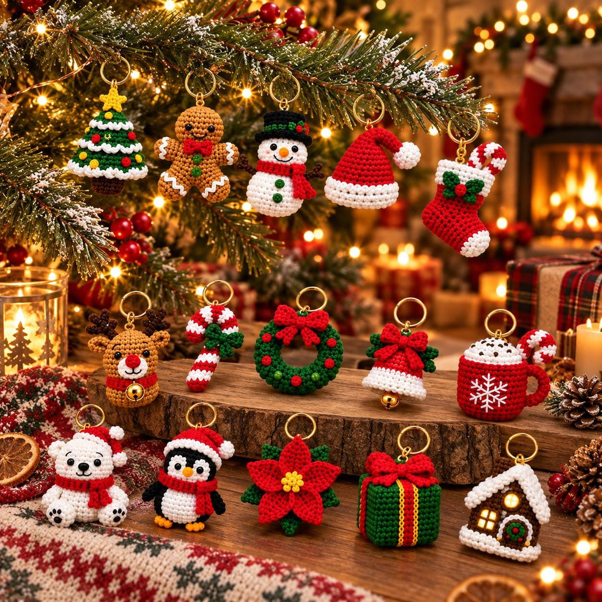 Mini Christmas Crochet Keychain Charm