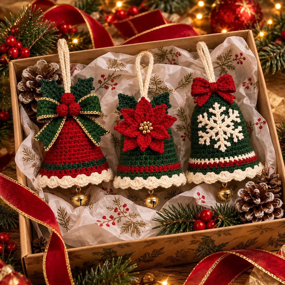 Crochet Christmas Bell Ornament