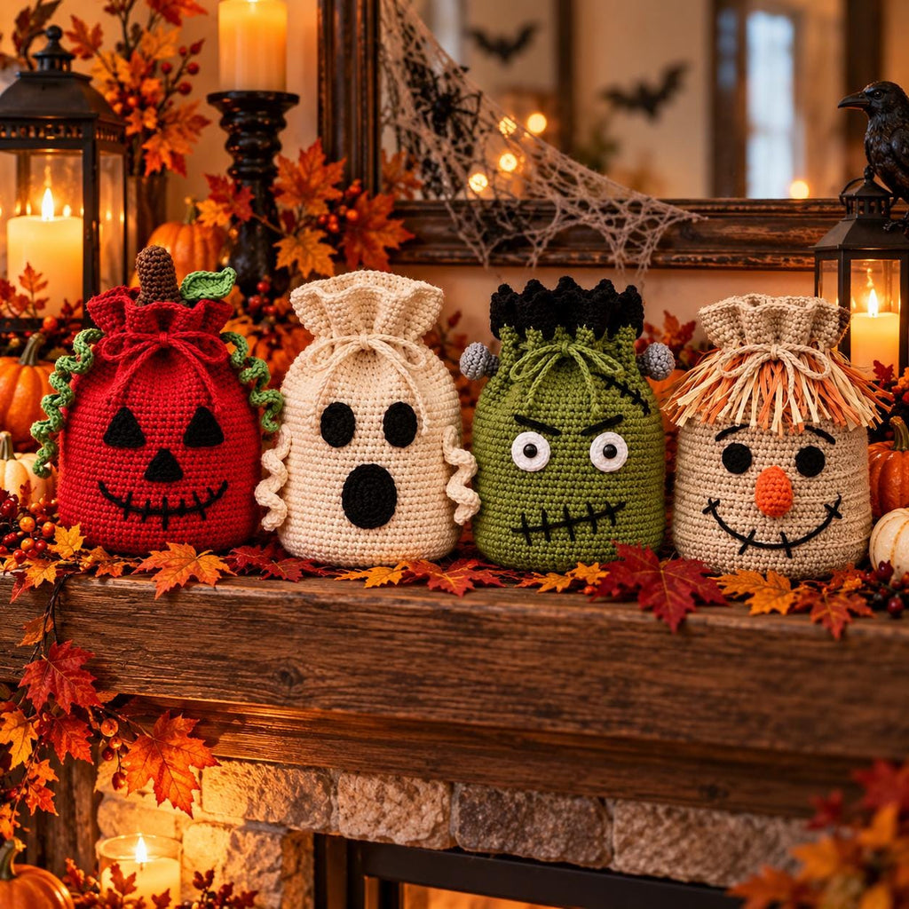 Crochet Halloween Drawstring Treat Bag