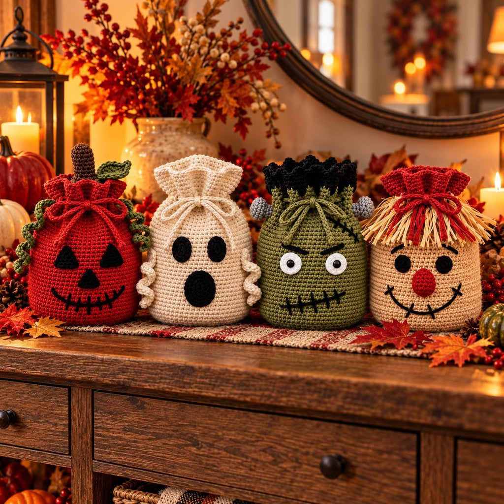 Crochet Halloween Drawstring Treat Bag