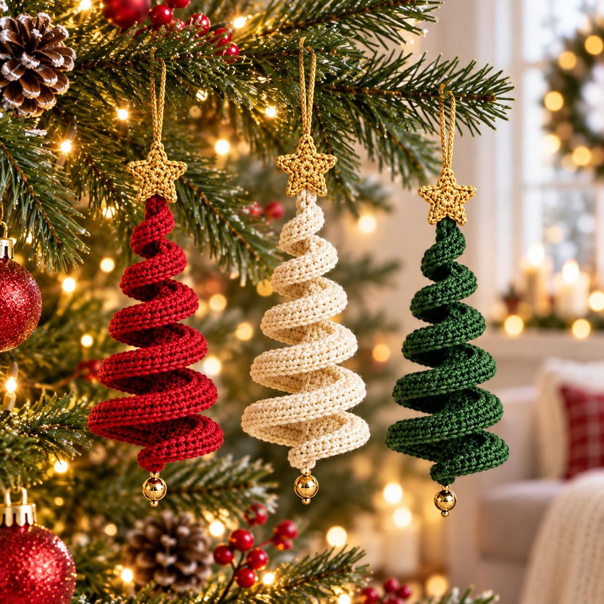 Spiral Crochet Christmas Tree Ornament