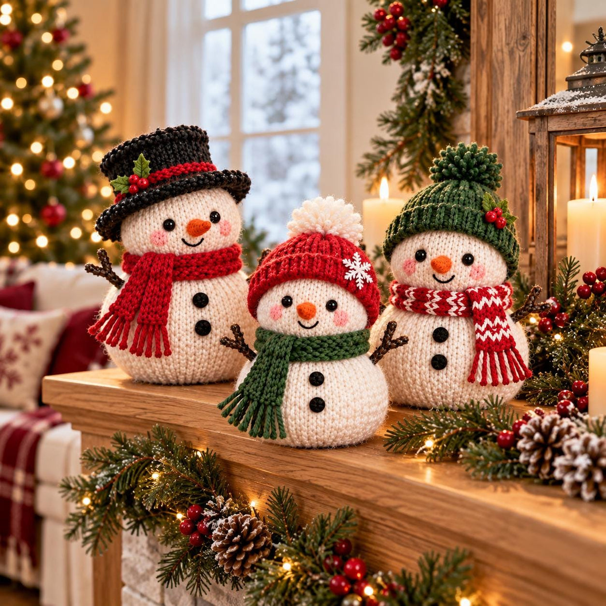 Mini Knitted Snowman Christmas Ornament