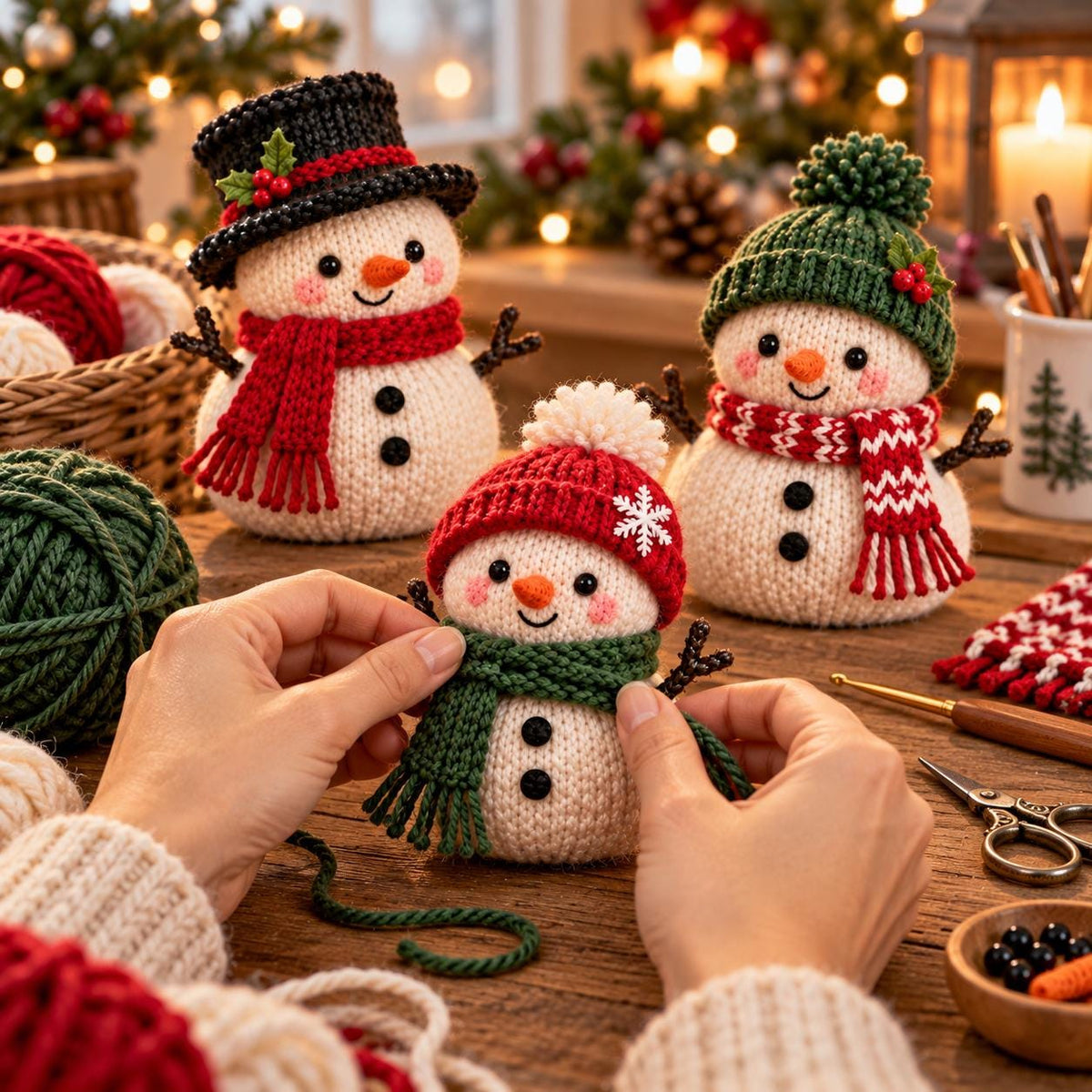 Mini Knitted Snowman Christmas Ornament