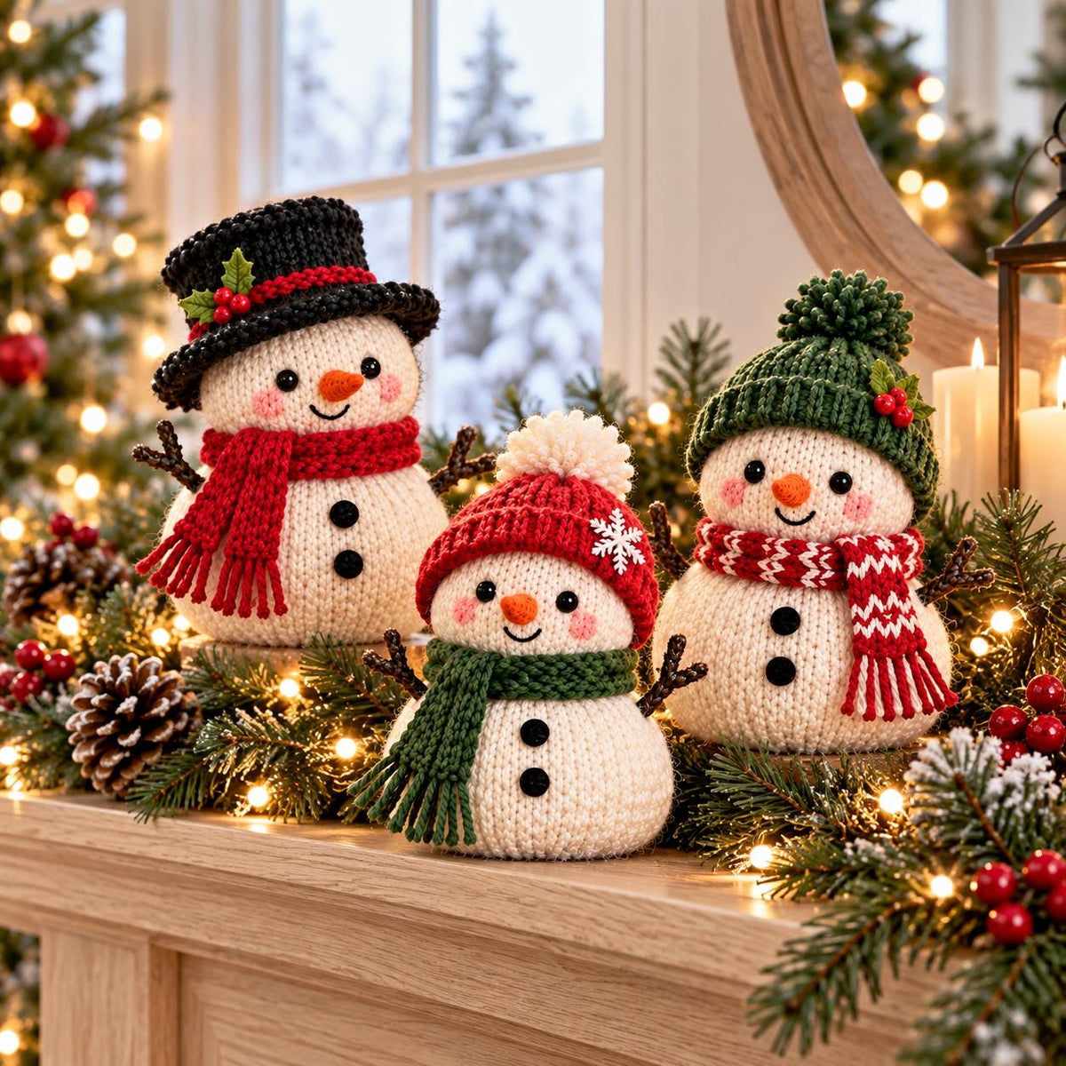 Mini Knitted Snowman Christmas Ornament