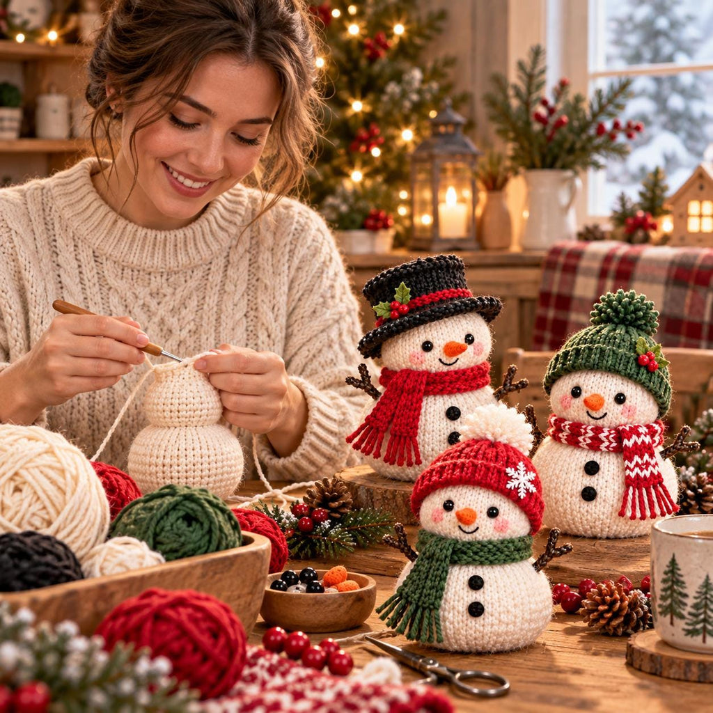 Mini Knitted Snowman Christmas Ornament