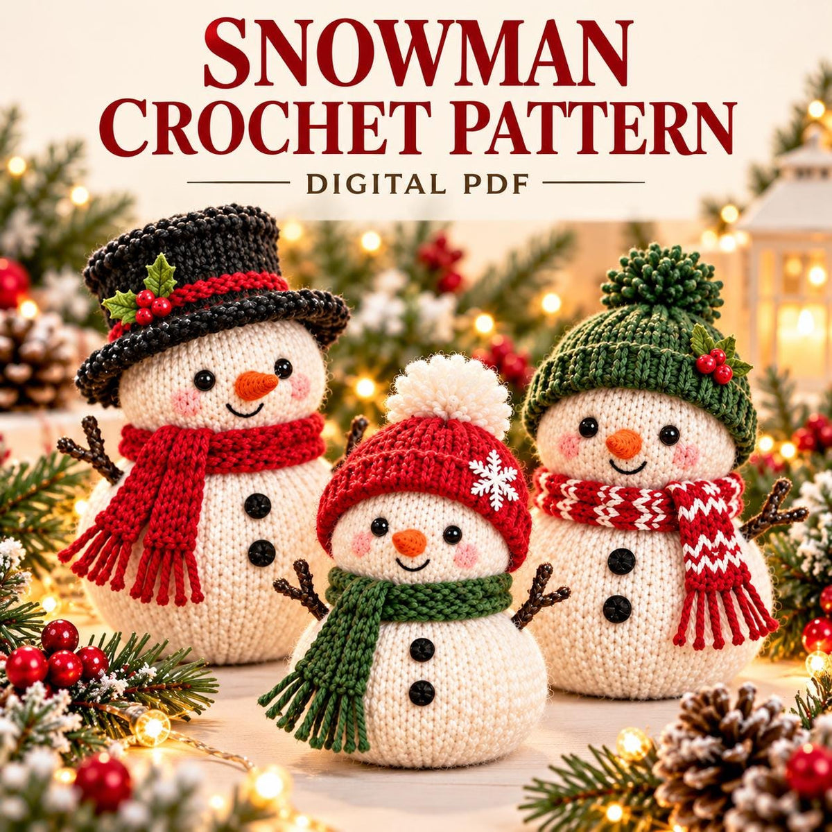 Mini Knitted Snowman Christmas Ornament