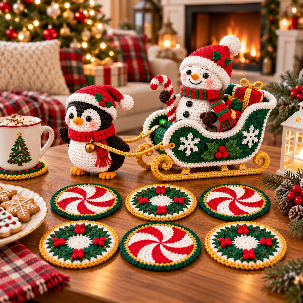 Crochet Christmas Sleigh Decor
