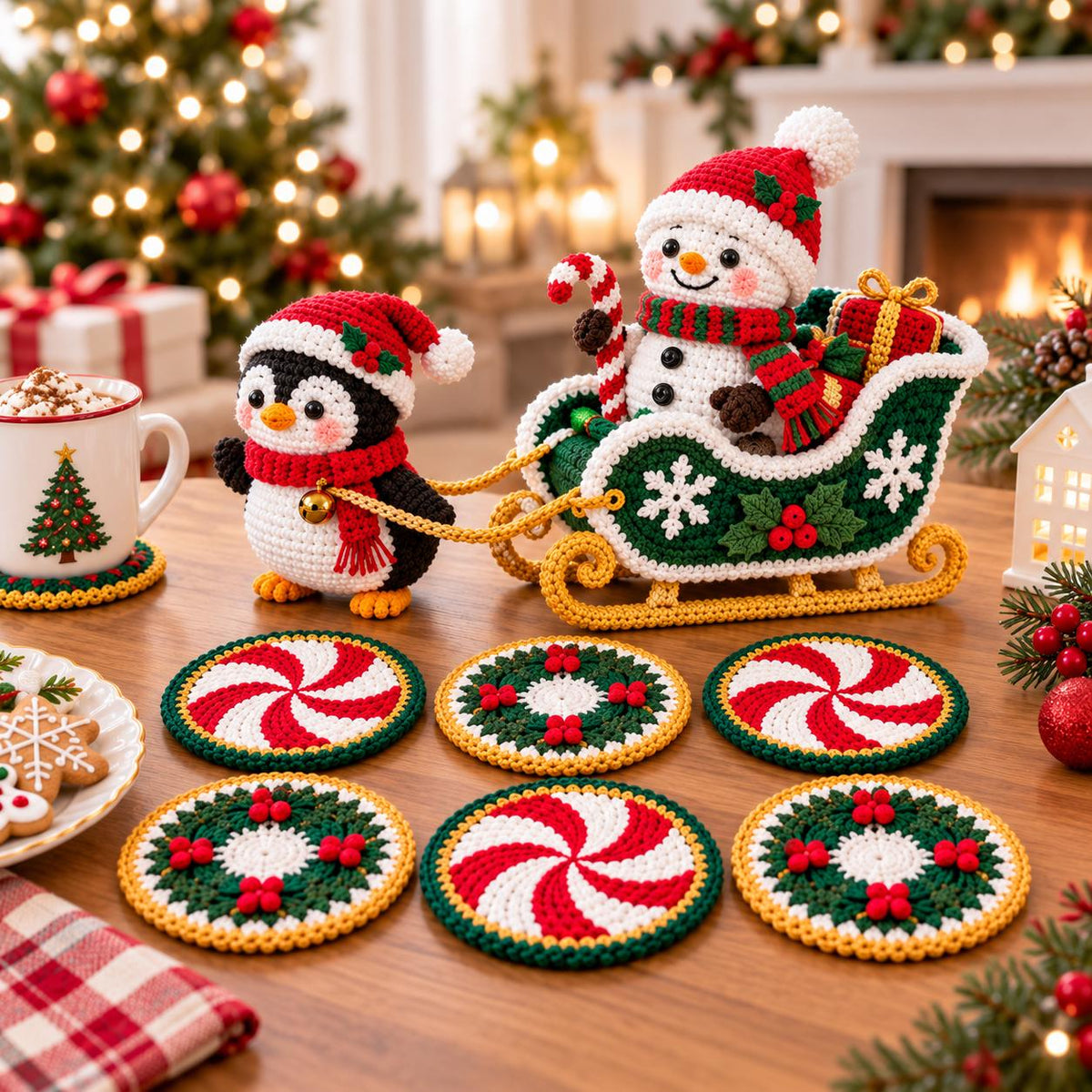 Crochet Christmas Sleigh Decor
