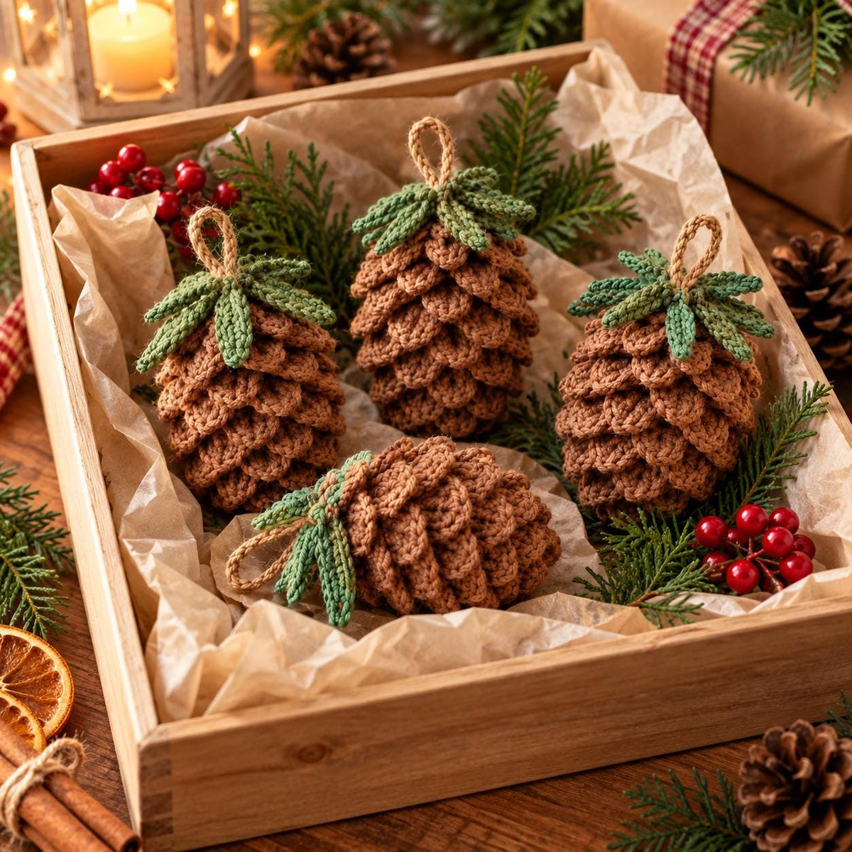 Crochet Pine Cone Christmas Ornament