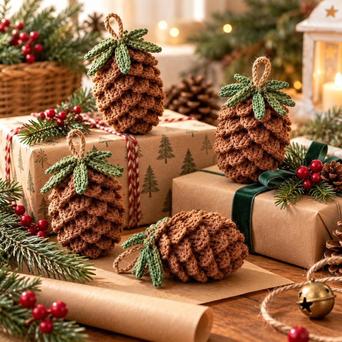 Crochet Pine Cone Christmas Ornament