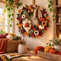 Fall Gnome & Sunflower Crochet Wreath