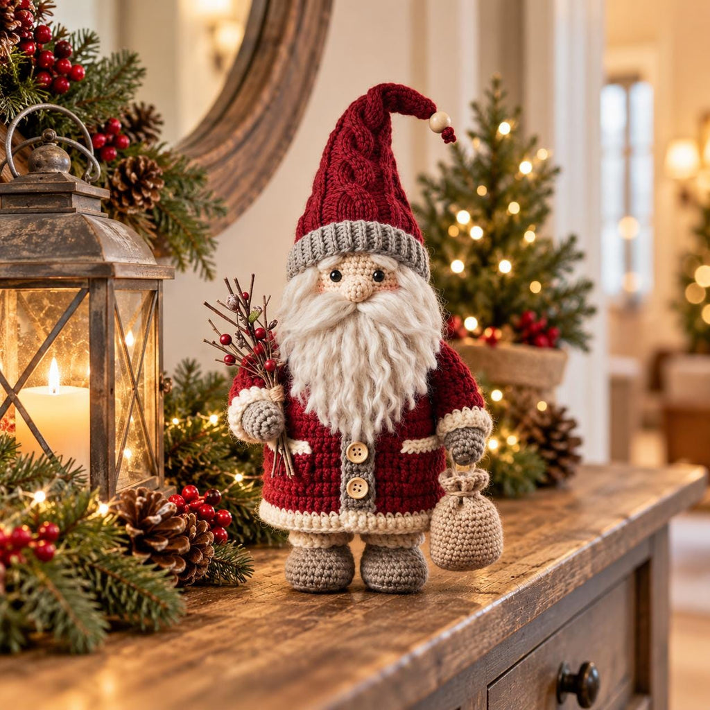 Crochet Santa Christmas Gnome Shelf Decor