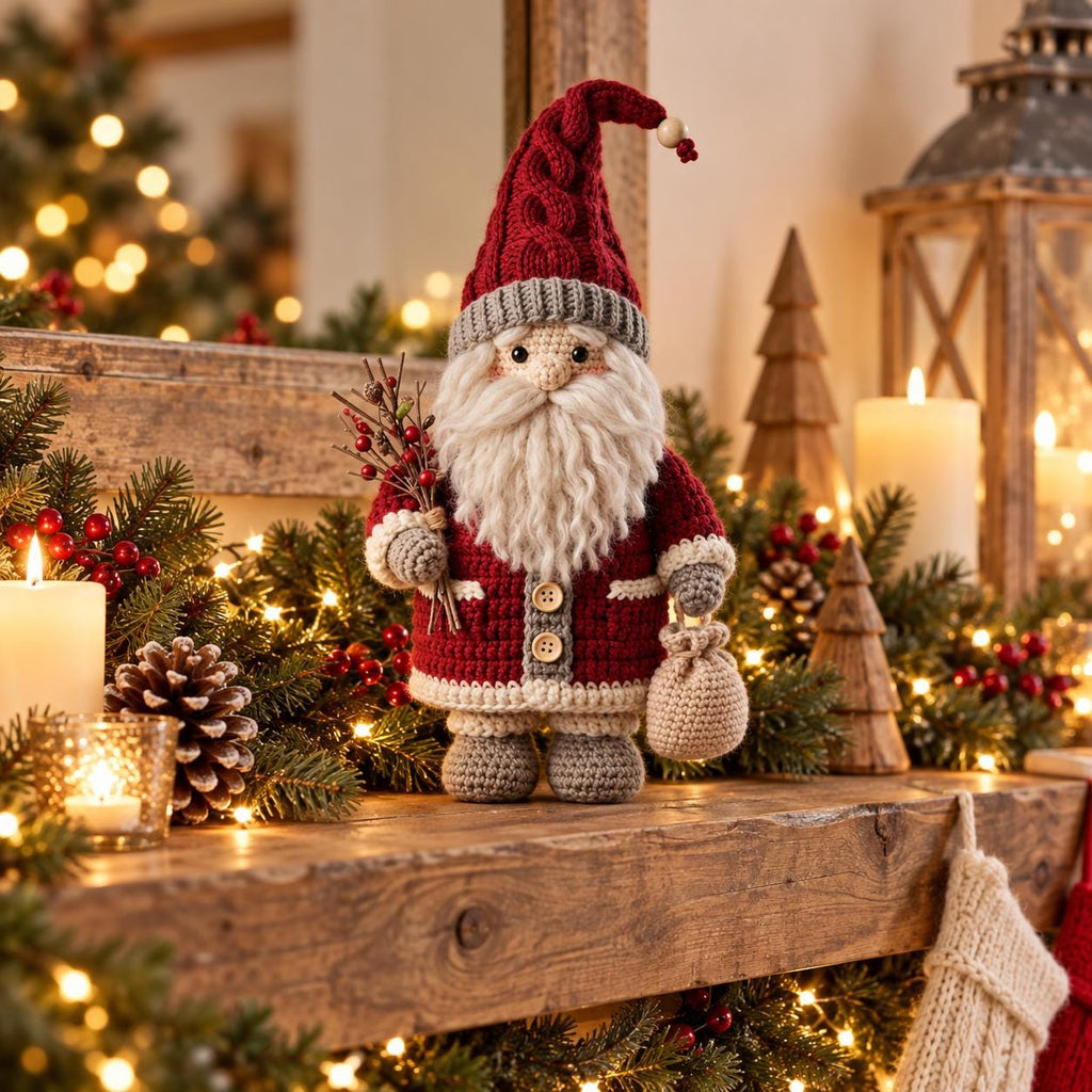 Crochet Santa Christmas Gnome Shelf Decor