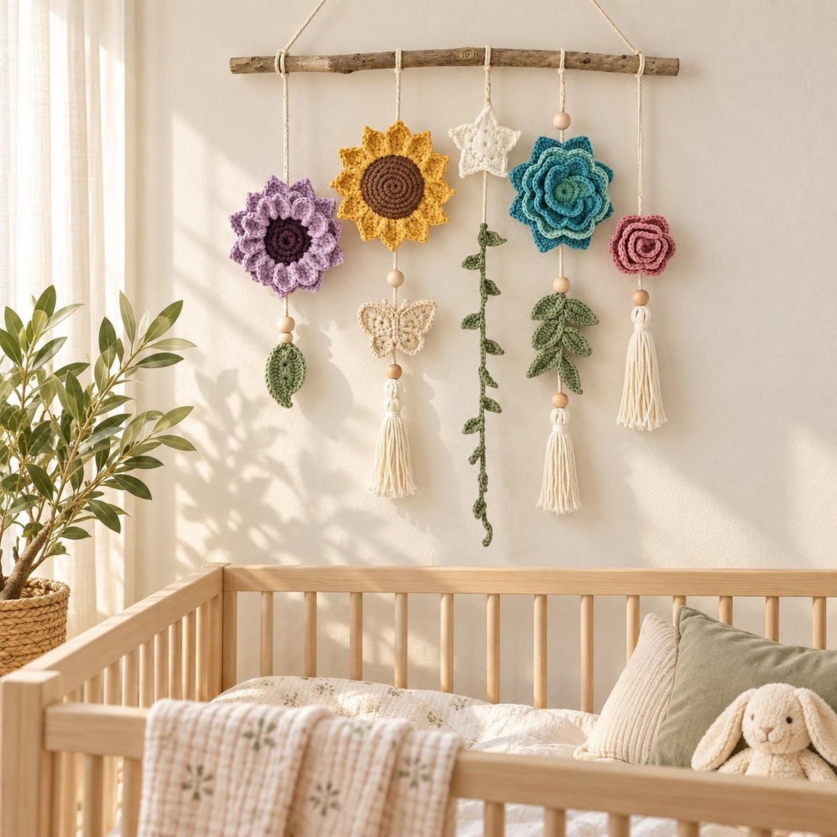 Botanical Crochet Floral Wall Hanging